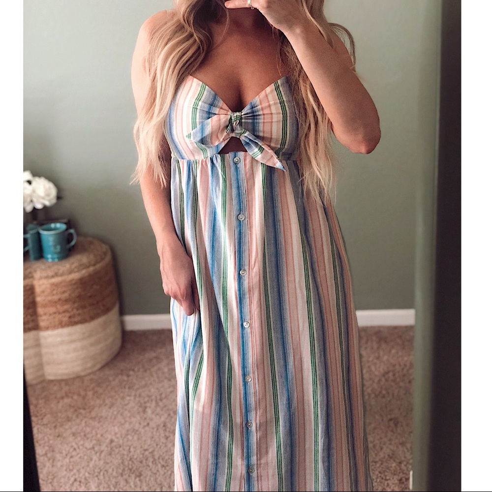 [ Melody ] Striped Button Down Dress